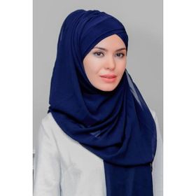 Hürrem Bone 1452_02 Lacivert Şifon Kendinden Boneli İki Bantlı Pratik Hazır Geçmeli Bone Şal
