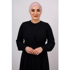 Hürrem Bone 1456_06 Pudra Sandy Kumaş Taşlı Pratik Hazır Geçmeli Tesettür Bone