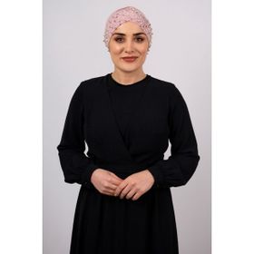 Hürrem Bone 1456_06 Pudra Sandy Kumaş Taşlı Pratik Hazır Geçmeli Tesettür Bone