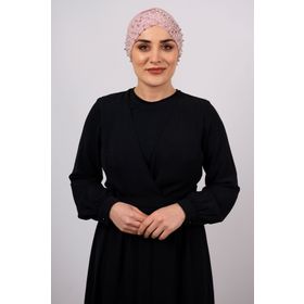 Hürrem Bone 1456_06 Pudra Sandy Kumaş Taşlı Pratik Hazır Geçmeli Tesettür Bone