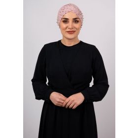 Hürrem Bone 1456_06 Pudra Sandy Kumaş Taşlı Pratik Hazır Geçmeli Tesettür Bone