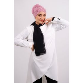 Hürrem Bone 1456_18 Gül Kurusu Sandy Kumaş Taşlı Pratik Hazır Geçmeli Tesettür Bone