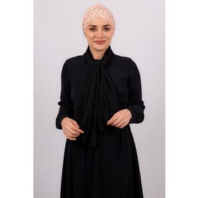 Hürrem Bone 1456_39 Somon Sandy Kumaş Taşlı Pratik Hazır Geçmeli Tesettür Bone