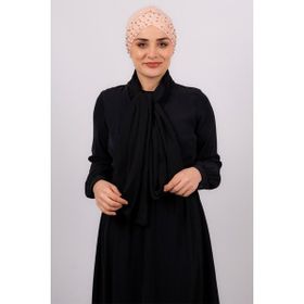 Hürrem Bone 1456_39 Somon Sandy Kumaş Taşlı Pratik Hazır Geçmeli Tesettür Bone