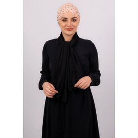 Hürrem Bone 1456_39 Somon Sandy Kumaş Taşlı Pratik Hazır Geçmeli Tesettür Bone