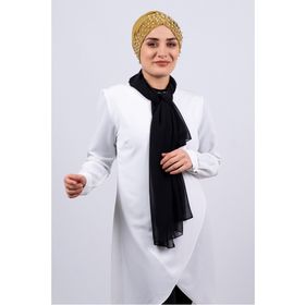 Hürrem Bone 1456_43 Hardal Sandy Kumaş Taşlı Pratik Hazır Geçmeli Tesettür Bone
