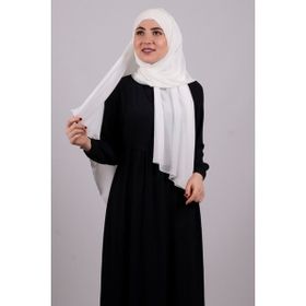 Hürrem Bone 1458_40 Krem Şifon Çapraz Üç Bantlı Pileli Arkadan Bağlamalı Şal