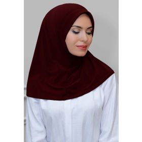 Hürrem Bone 1600-16 Bordo Sandy Sade Geçmeli Eşarp