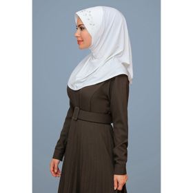 Hürrem Bone 1603-40 Krem Sandy Elişi Çiçek İşlemeli Laleli Geçmeli Eşarp