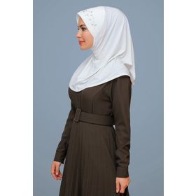Hürrem Bone 1603-40 Krem Sandy Elişi Çiçek İşlemeli Laleli Geçmeli Eşarp