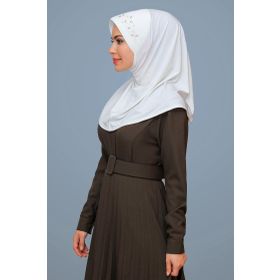 Hürrem Bone 1603-40 Krem Sandy Elişi Çiçek İşlemeli Laleli Geçmeli Eşarp