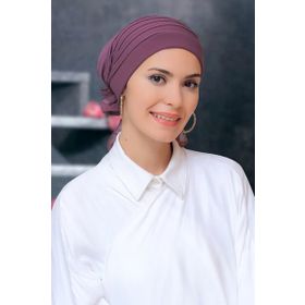 Hürrem Bone 1806_18 Gül Kurusu Sandy Kumaş Pileli Nervürlü Güllü Pratik Hazır Geçmeli Tesettür Bone