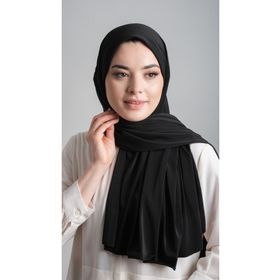 Hürrem Bone 1817_01 Siyah Sandy Kumaş Sade Pratik Hazır Geçmeli Eşarp