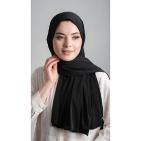 Hürrem Bone 1817_01 Siyah Sandy Kumaş Sade Pratik Hazır Geçmeli Eşarp