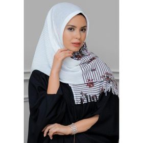 Hürrem Bone 1818D1-40 Krem Kesik Elyaf Piliseli Çiçek Desenli Geçmeli Eşarp