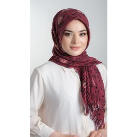 Hürrem Bone 1818D6-16 Bordo Kesik Elyaf Piliseli Çiçek Desenli Geçmeli Eşarp