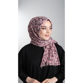 Hürrem Bone 1818D7-06 Pudra Kesik Elyaf Piliseli Çiçek Desenli Geçmeli Eşarp