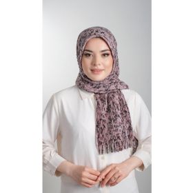 Hürrem Bone 1818D7-10 Vizon Kesik Elyaf Piliseli Çiçek Desenli Geçmeli Eşarp