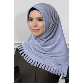 Hürrem Bone 1820-15 Gri Fukuro Piliseli Saçaklı Lazer Kesim Geçmeli Eşarp