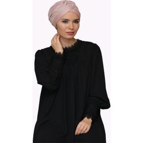 Hürrem Bone 1824_06 Pudra Fukuro Piliseli Tek Çapraz Büzgülü Pratik Hazır Geçmeli Tesettür Bone