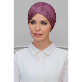 Hürrem Bone 1824_18 Gül Kurusu Fukuro Piliseli Tek Çapraz Büzgülü Pratik Hazır Geçmeli Tesettür Bone