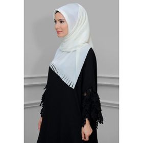 Hürrem Bone 1828-40 Krem Fukuro Piliseli Saçaklı Lazer Kesim Geçmeli Eşarp