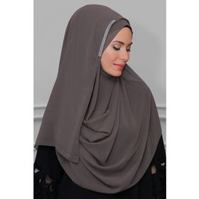 Hürrem Bone 1850_10 Vizon Şifon Taşlı Pratik Hazır Geçmeli Malezya Şal