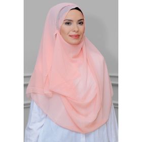 Hürrem Bone 1850_39 Somon Şifon Taşlı Pratik Hazır Geçmeli Malezya Şal