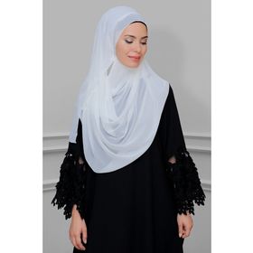 Hürrem Bone 1850_40 Krem Şifon Taşlı Pratik Hazır Geçmeli Malezya Şal