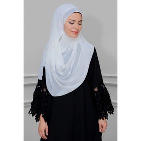 Hürrem Bone 1850_40 Krem Şifon Taşlı Pratik Hazır Geçmeli Malezya Şal