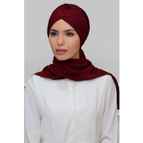 Hürrem Bone 1860_16 Bordo Petekli Mevsimlik Büzgülü Atkılı Pratik Hazır Geçmeli Tesettür Bone