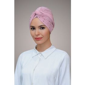 Hürrem Bone 1870_06 Pudra Sandy Kumaş Boncuklu Pratik Dolama Tesettür Bone
