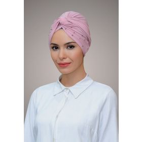 Hürrem Bone 1870_06 Pudra Sandy Kumaş Boncuklu Pratik Dolama Tesettür Bone
