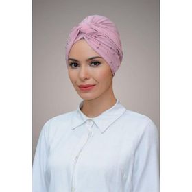 Hürrem Bone 1870_06 Pudra Sandy Kumaş Boncuklu Pratik Dolama Tesettür Bone
