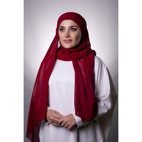 Hürrem Bone 2001_16 Bordo Şifon Çapraz Pratik Hazır Geçmeli Bone Şal