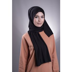 Hürrem Bone 202101_01 Siyah Viskon Kumaş Likralı Penye Düz Klasik Şal