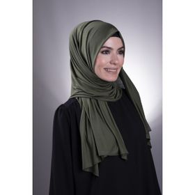 Hürrem Bone 202101_09 Haki Viskon Kumaş Likralı Penye Düz Klasik Şal