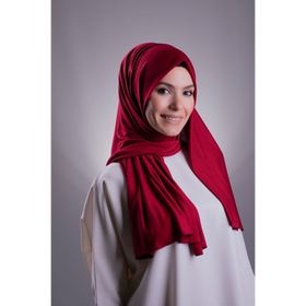 Hürrem Bone 202101_16 Bordo Viskon Kumaş Likralı Penye Düz Klasik Şal