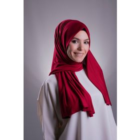 Hürrem Bone 202101_16 Bordo Viskon Kumaş Likralı Penye Düz Klasik Şal