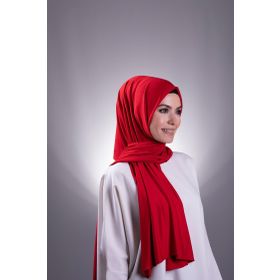 Hürrem Bone 202101_31 Kırmızı Viskon Kumaş Likralı Penye Düz Klasik Şal