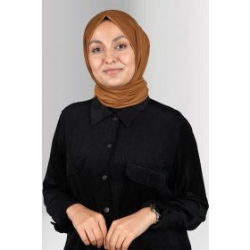 Hürrem Bone 202101_43 Hardal Viskon Kumaş Likralı Penye Düz Klasik Şal