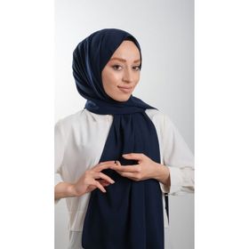 Hürrem Bone 202103_02 Lacivert Medine İpeği Sade Düz Klasik Şal