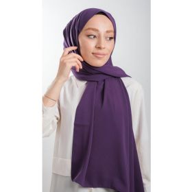 Hürrem Bone 202103_22 Mor Medine İpeği Sade Düz Klasik Şal