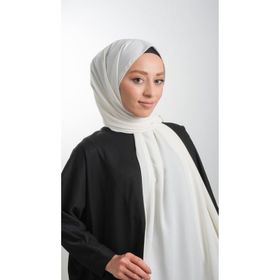 Hürrem Bone 202103_27 Ekru Medine İpeği Sade Düz Klasik Şal