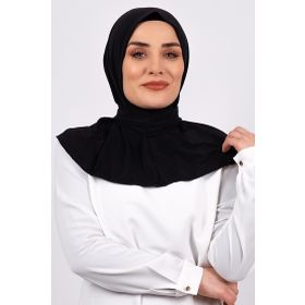 Hürrem Bone 2101-01 Siyah Sandy Arkadan Çıtçıtlı Geçmeli Eşarp