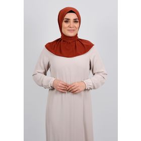 Hürrem Bone 2101-05 Kiremit Sandy Arkadan Çıtçıtlı Geçmeli Eşarp