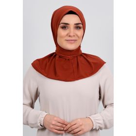 Hürrem Bone 2101-05 Kiremit Sandy Arkadan Çıtçıtlı Geçmeli Eşarp