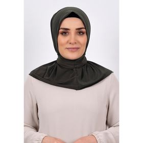 Hürrem Bone 2101-09 Haki Sandy Arkadan Çıtçıtlı Geçmeli Eşarp