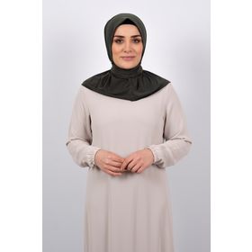 Hürrem Bone 2101-09 Haki Sandy Arkadan Çıtçıtlı Geçmeli Eşarp