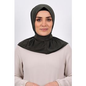 Hürrem Bone 2101-09 Haki Sandy Arkadan Çıtçıtlı Geçmeli Eşarp